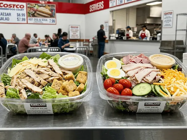 Costco Caesar salad next to the chef salad